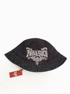 NWT Parasuco Grunge Embroidered Logo Dark Indigo Denim Bucket Hat Unisex